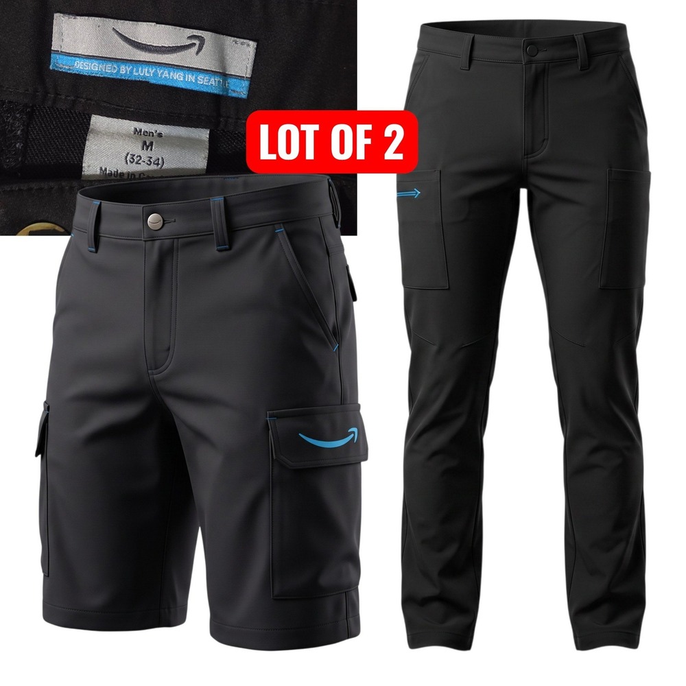 Amazon Luly Yang Cargo Pants & Shorts Lot Men M 32-34 Black Workwear Utility 2pc